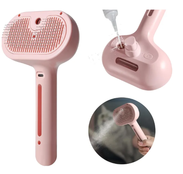 Pet Grooming Spray Brush with Built-In Water Tank – For Cats and Dogs