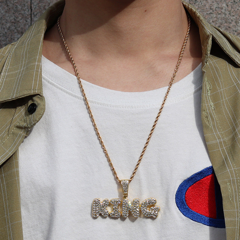 Hip-Hop King Letter Pendant Necklace