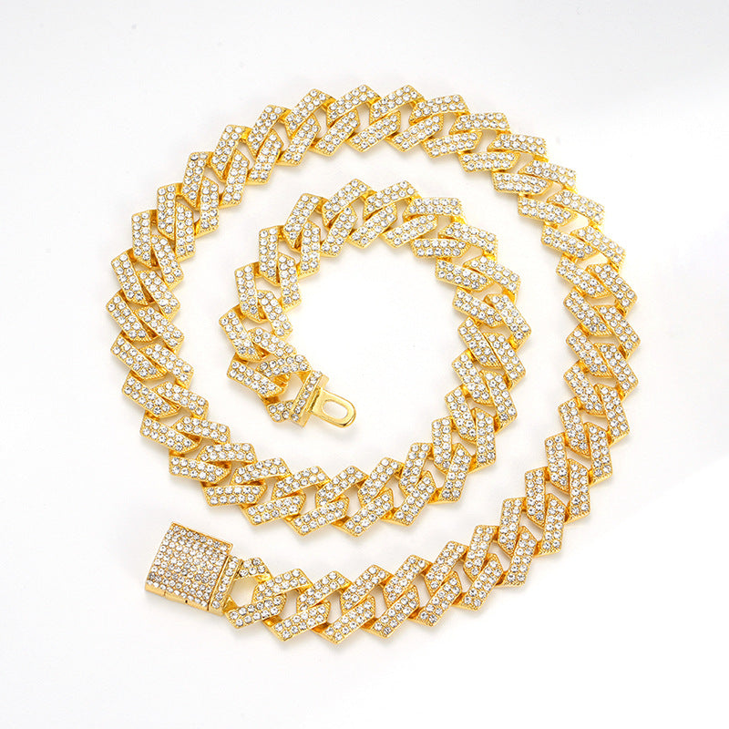 Xindi 15mm Diamond Hip-Hop Gold Chain Necklace
