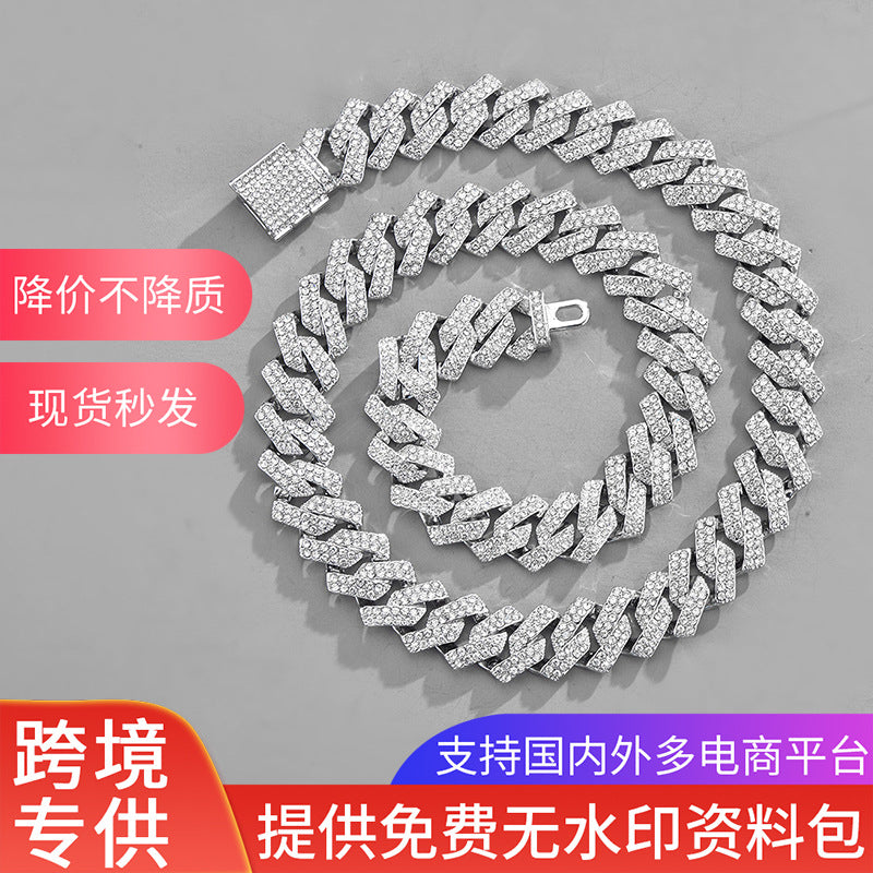 Xindi 15mm Diamond Hip-Hop Gold Chain Necklace
