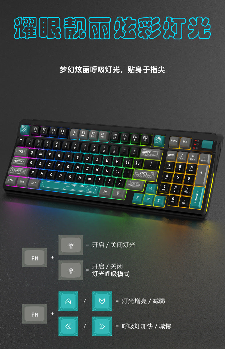 RGB Wired Gaming Keyboard with Wrist Rest – 98 Keys, Water-Resistant, USB