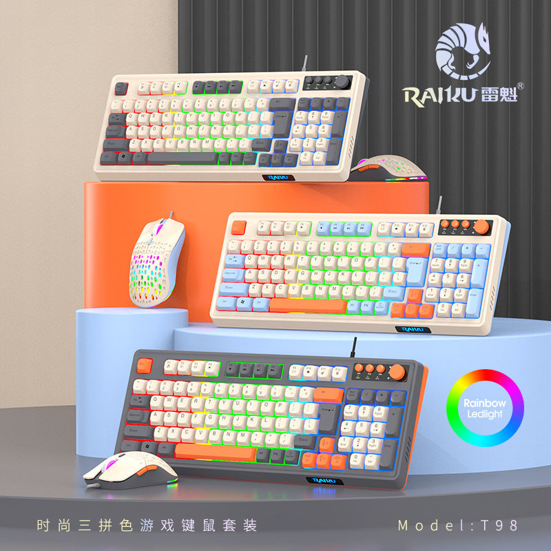 RGB Wired Gaming Keyboard and Mouse Set – 98-Key USB, RGB Backlight