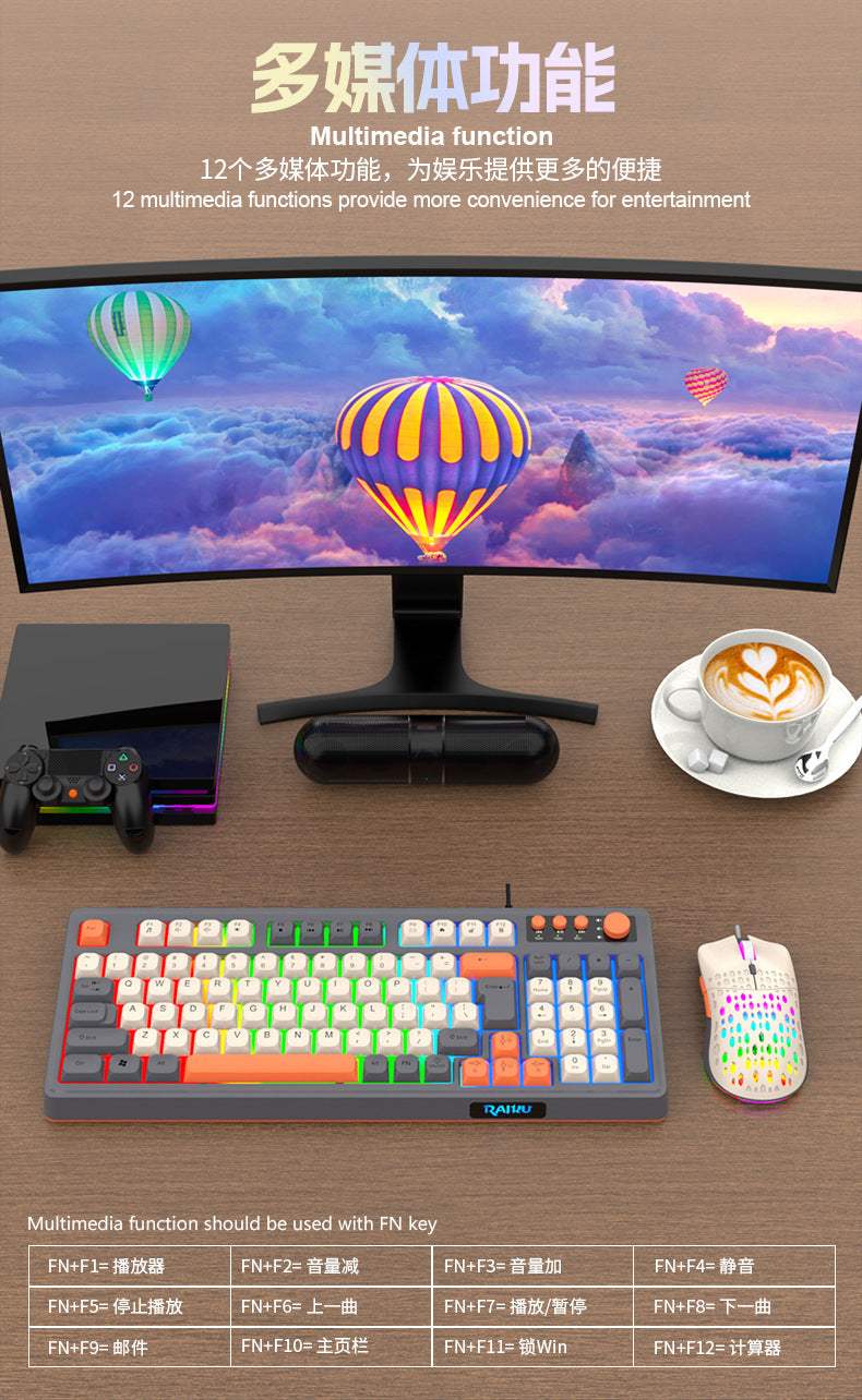 RGB Wired Gaming Keyboard and Mouse Set – 98-Key USB, RGB Backlight