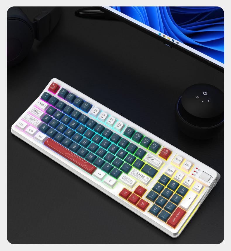 RGB Wired Gaming Keyboard with Wrist Rest – 98 Keys, Water-Resistant, USB