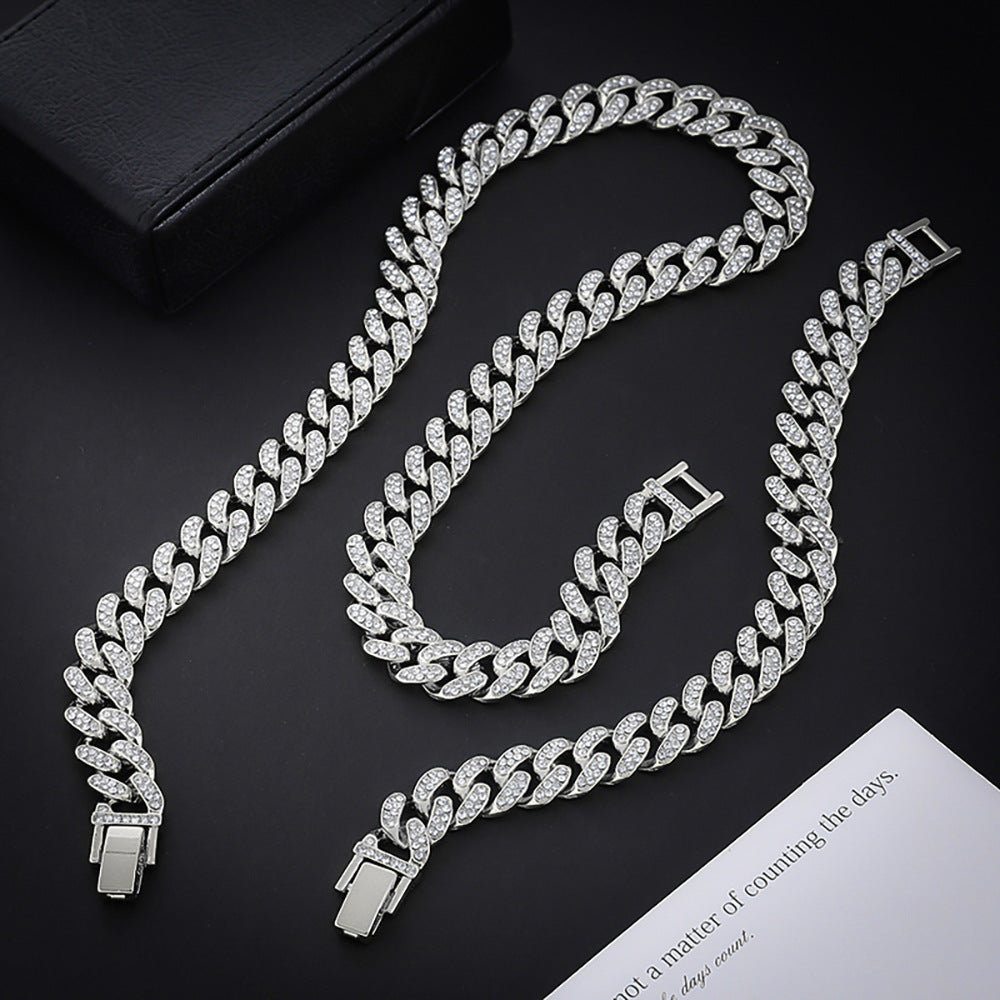 Retro Portrait Rhinestone Hip-Hop Pendant Necklace