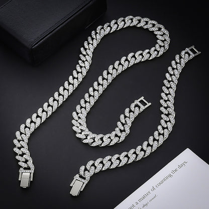 Retro Portrait Rhinestone Hip-Hop Pendant Necklace