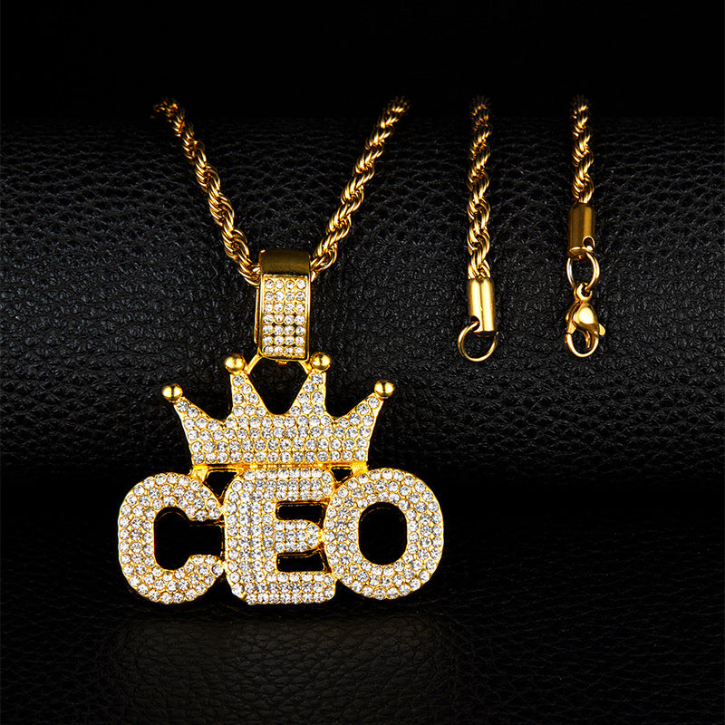Crown CEO Full Diamond Hip-Hop Pendant