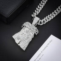 Retro Portrait Rhinestone Hip-Hop Pendant Necklace