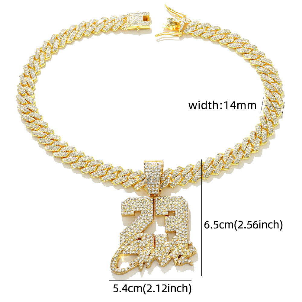 Hip-Hop No.23 Full Diamond Pendant Necklace