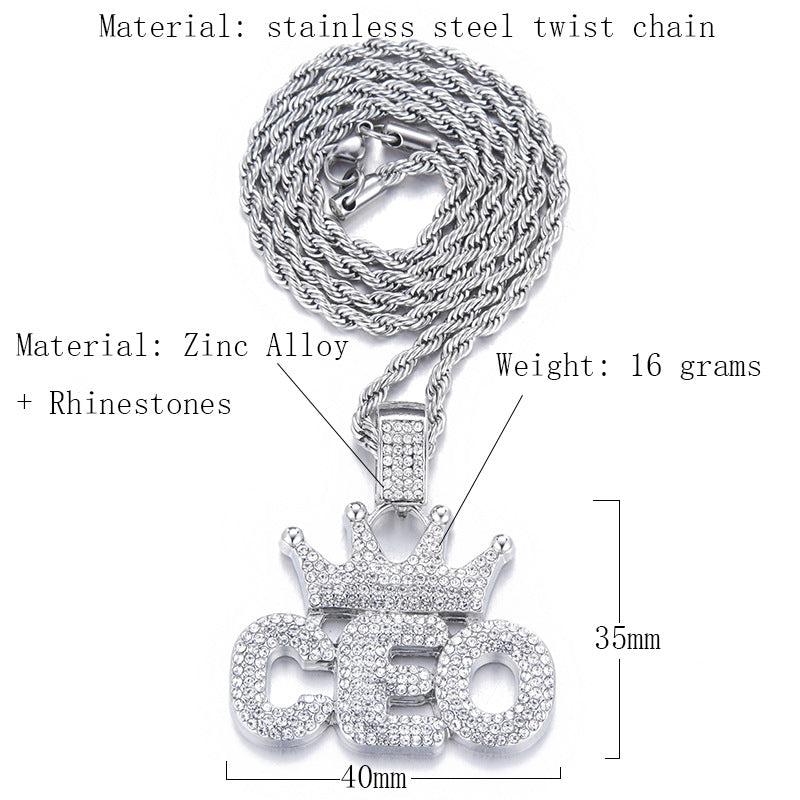 Crown CEO Full Diamond Hip-Hop Pendant