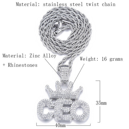 Crown CEO Full Diamond Hip-Hop Pendant