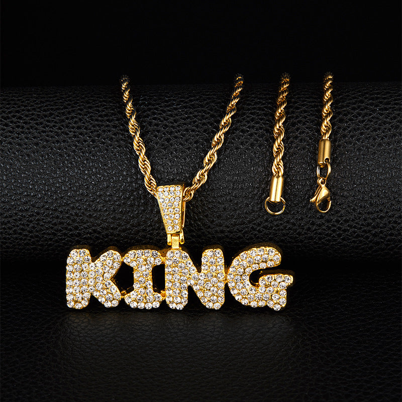 Hip-Hop King Letter Pendant Necklace