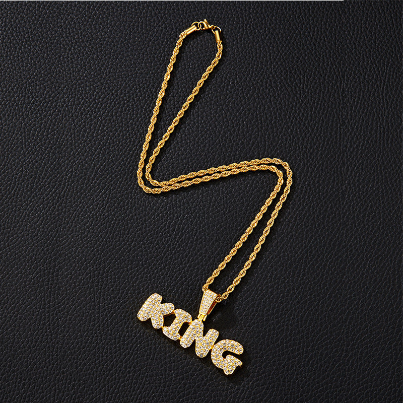 Hip-Hop King Letter Pendant Necklace
