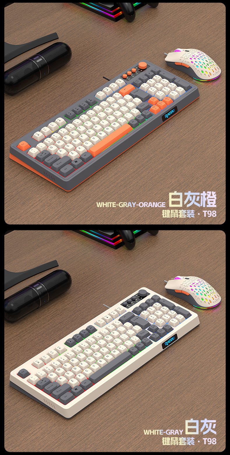 RGB Wired Gaming Keyboard and Mouse Set – 98-Key USB, RGB Backlight