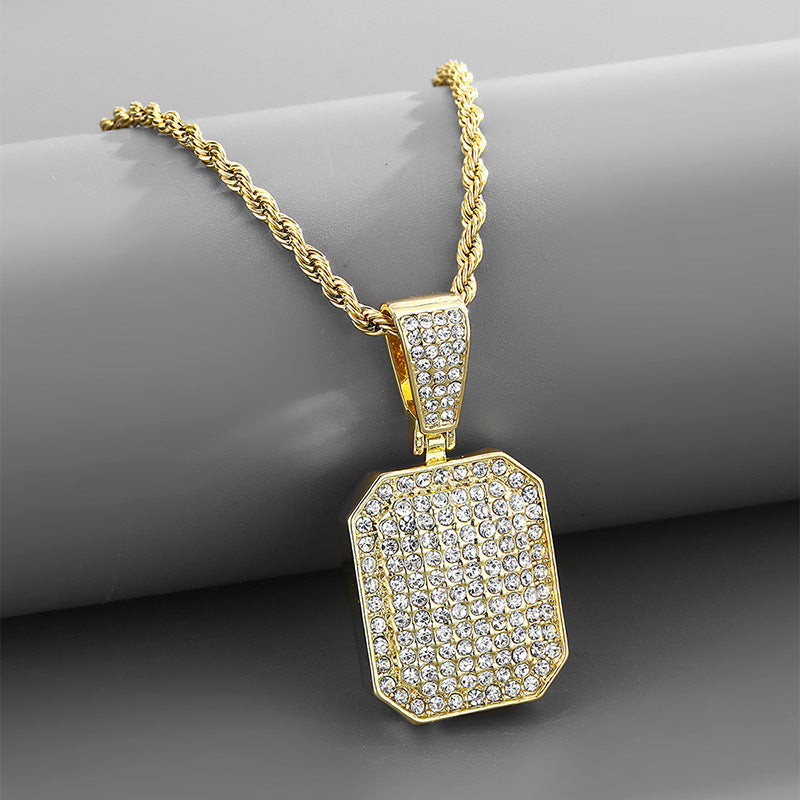 Hip-Hop Full Diamond Square Pendant