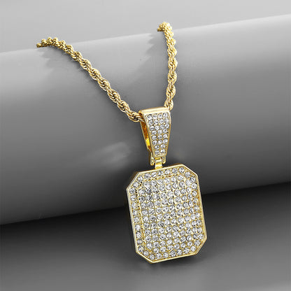 Hip-Hop Full Diamond Square Pendant