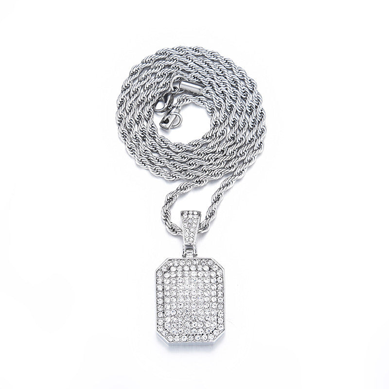 Hip-Hop Full Diamond Square Pendant