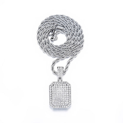 Hip-Hop Full Diamond Square Pendant