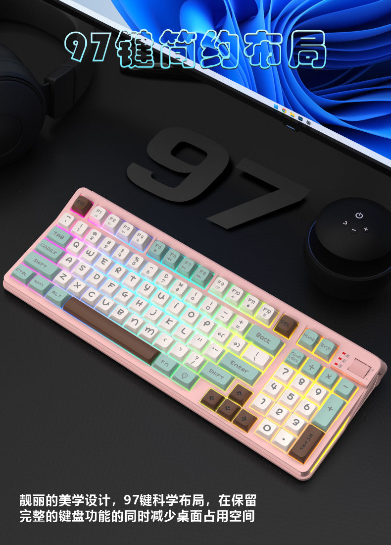 RGB Wired Gaming Keyboard with Wrist Rest – 98 Keys, Water-Resistant, USB