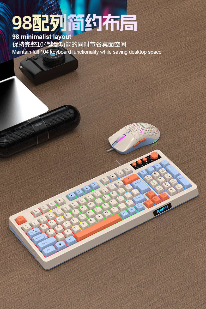 RGB Wired Gaming Keyboard and Mouse Set – 98-Key USB, RGB Backlight