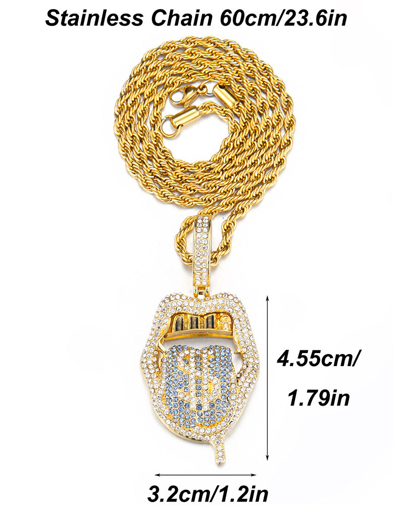 Diamond Skull Dollar Hip-Hop Pendant