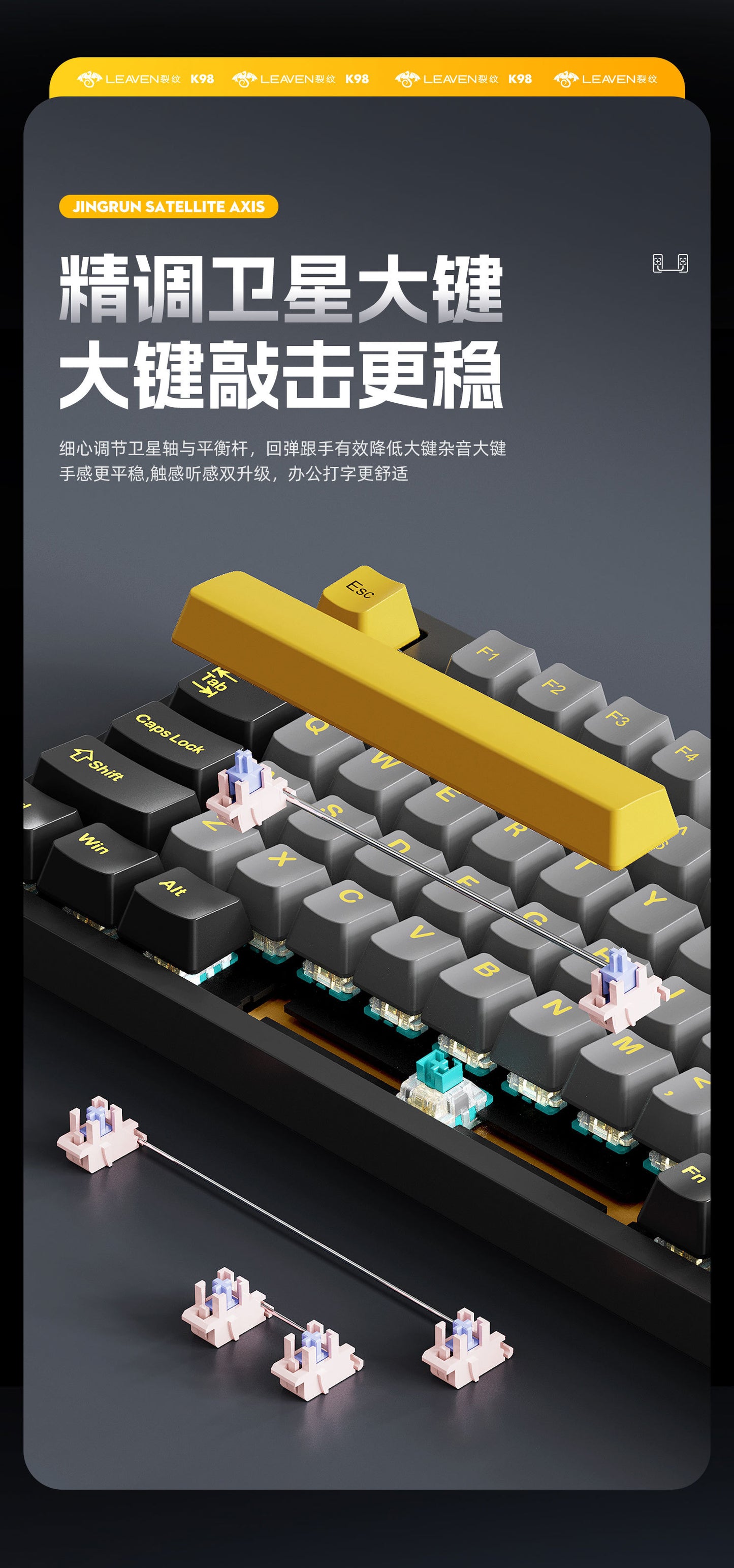 Wireless Mechanical Keyboard – 98 Keys, RGB, Bluetooth & 2.4GHz, Hot-Swap USB-C