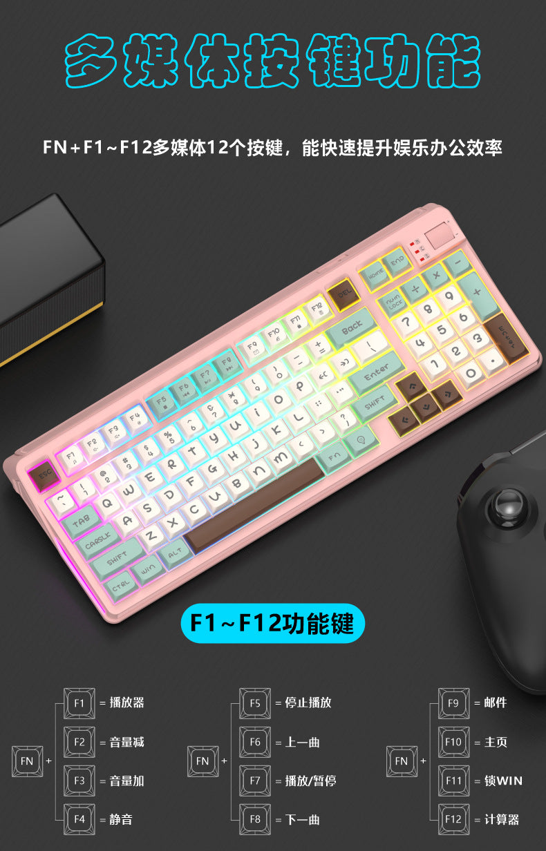 RGB Wired Gaming Keyboard with Wrist Rest – 98 Keys, Water-Resistant, USB