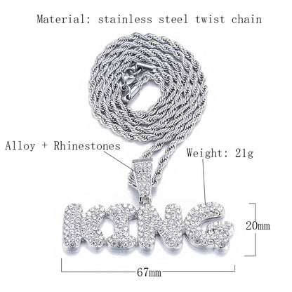 Hip-Hop King Letter Pendant Necklace