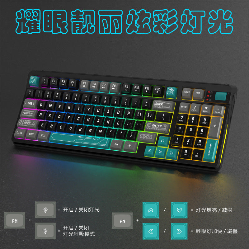 RGB Wired Gaming Keyboard with Wrist Rest – 98 Keys, Water-Resistant, USB