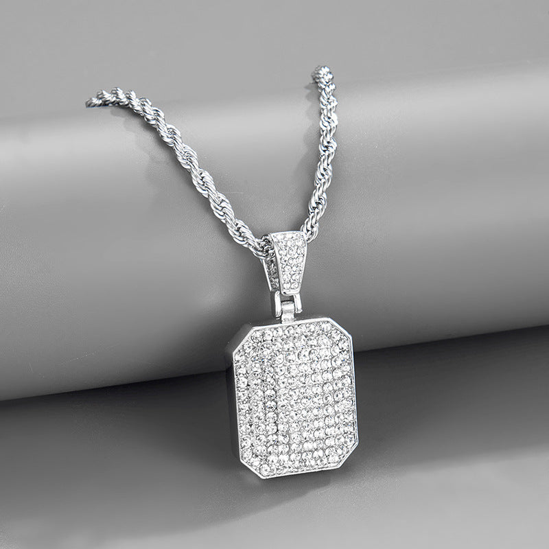 Hip-Hop Full Diamond Square Pendant