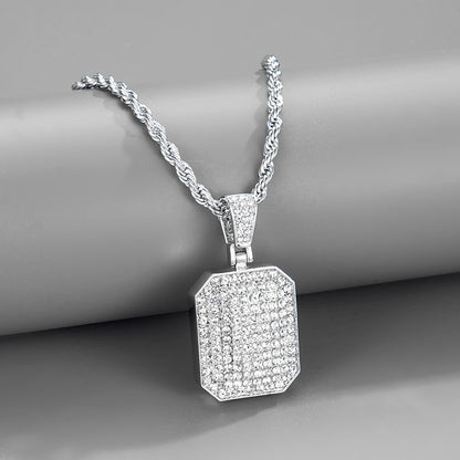 Hip-Hop Full Diamond Square Pendant