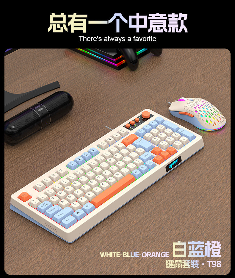 RGB Wired Gaming Keyboard and Mouse Set – 98-Key USB, RGB Backlight