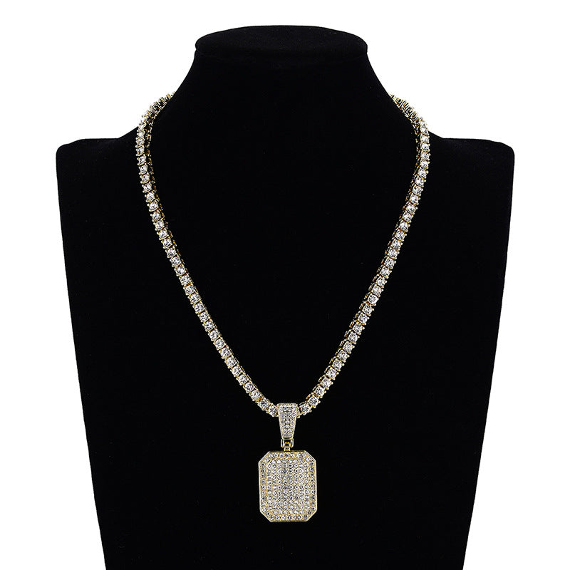 Hip-Hop Full Diamond Square Pendant