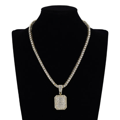 Hip-Hop Full Diamond Square Pendant