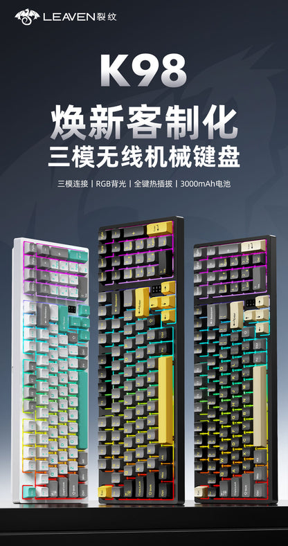 Wireless Mechanical Keyboard – 98 Keys, RGB, Bluetooth & 2.4GHz, Hot-Swap USB-C