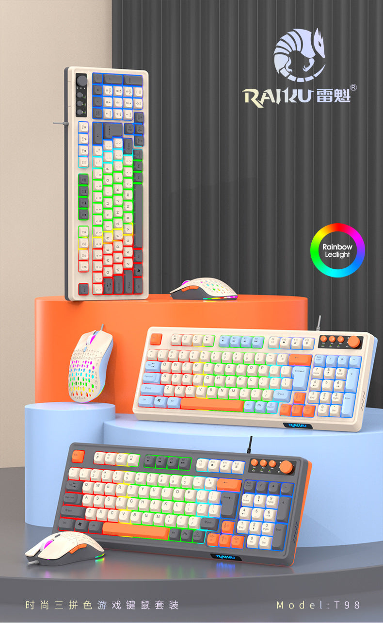 RGB Wired Gaming Keyboard and Mouse Set – 98-Key USB, RGB Backlight