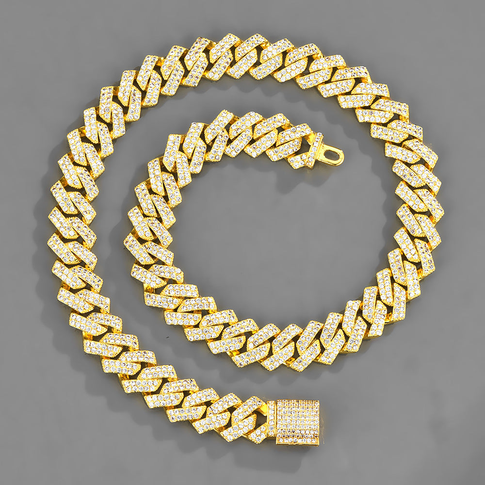 Xindi 15mm Diamond Hip-Hop Gold Chain Necklace