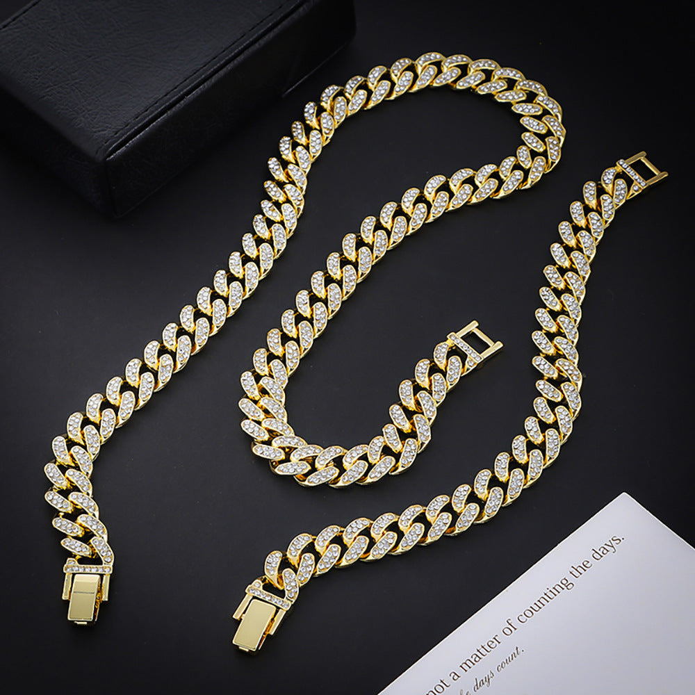 Retro Portrait Rhinestone Hip-Hop Pendant Necklace