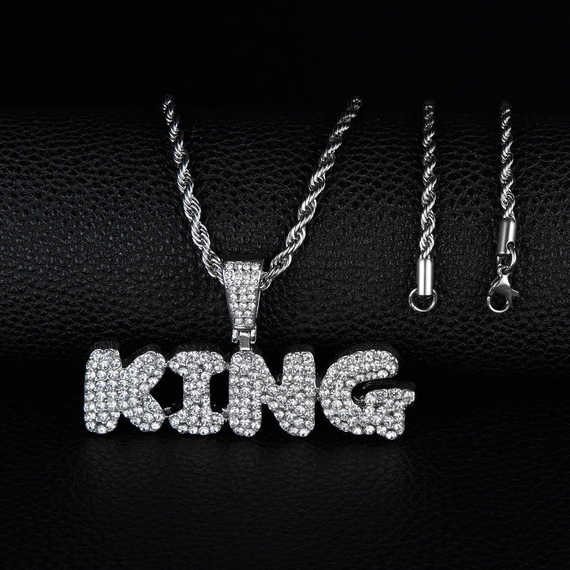 Hip-Hop King Letter Pendant Necklace