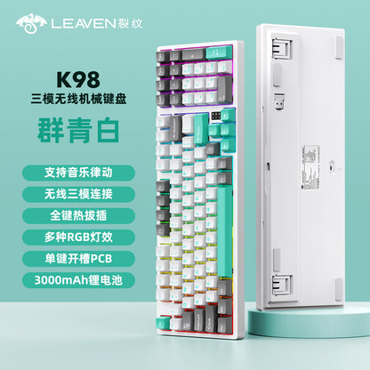Wireless Mechanical Keyboard – 98 Keys, RGB, Bluetooth & 2.4GHz, Hot-Swap USB-C