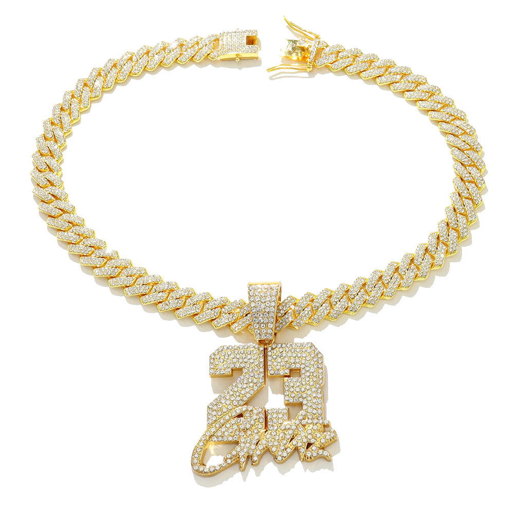Hip-Hop No.23 Full Diamond Pendant Necklace