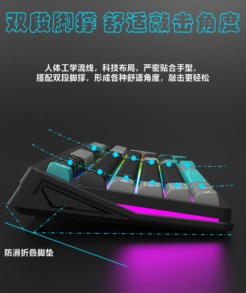 RGB Wired Gaming Keyboard with Wrist Rest – 98 Keys, Water-Resistant, USB