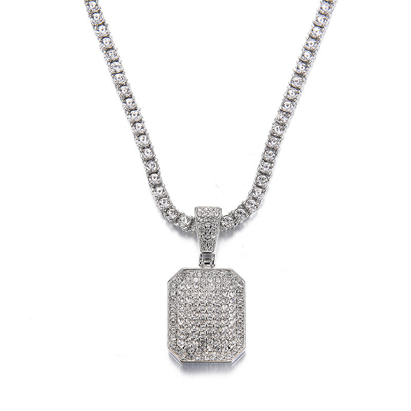 Hip-Hop Full Diamond Square Pendant