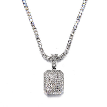 Hip-Hop Full Diamond Square Pendant