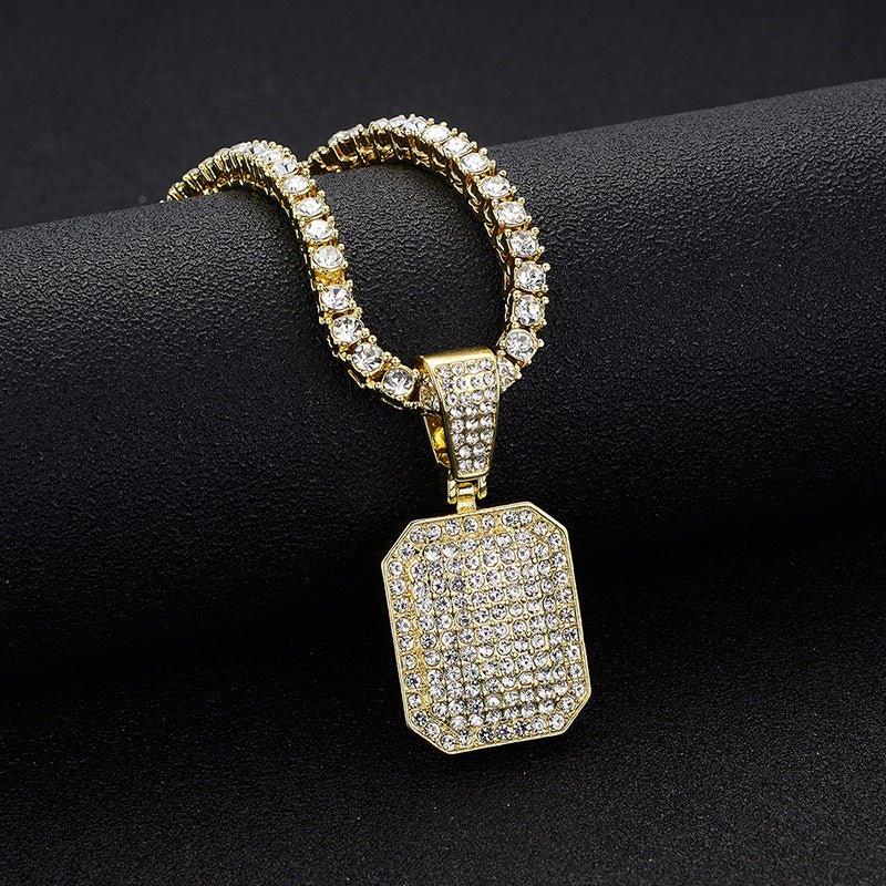 Hip-Hop Full Diamond Square Pendant