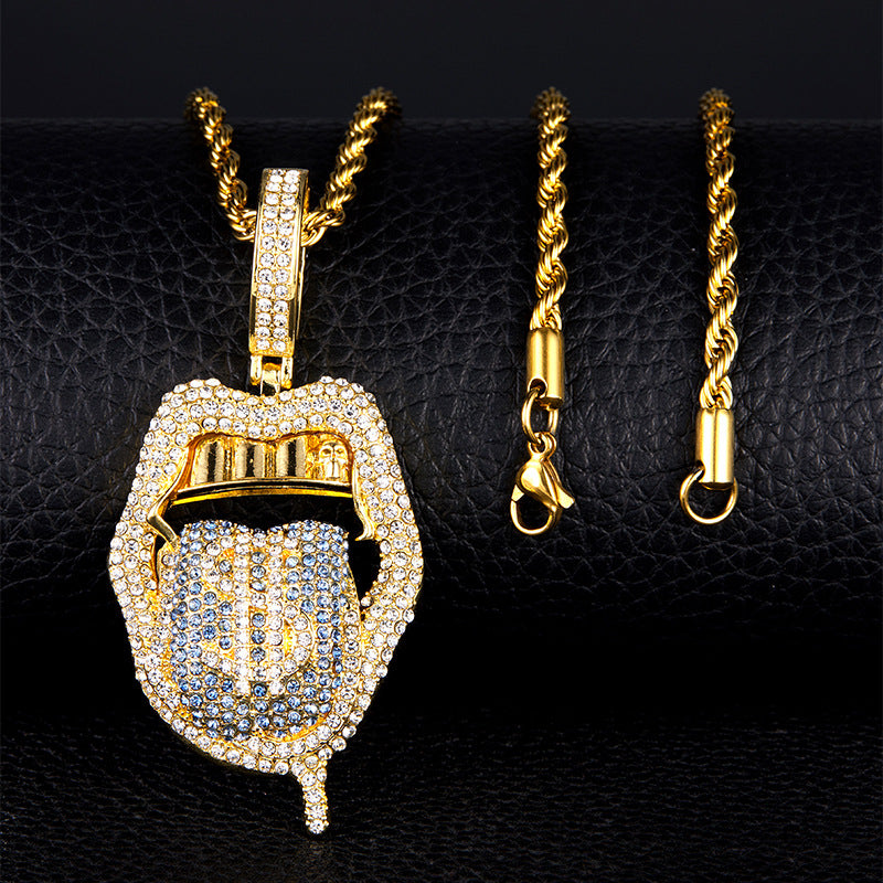 Diamond Skull Dollar Hip-Hop Pendant
