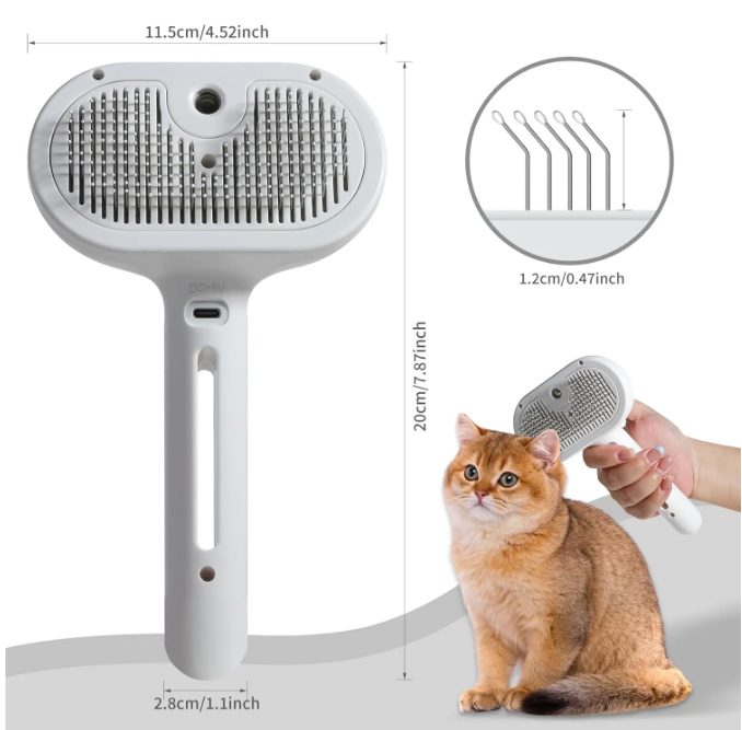 Pet Grooming Spray Brush with Built-In Water Tank – For Cats and Dogs